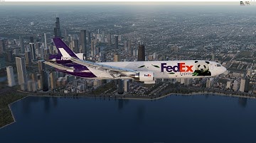 X-Plane 12 4k Rotate MD-11 FedEx Windy City of Chicago Landing O