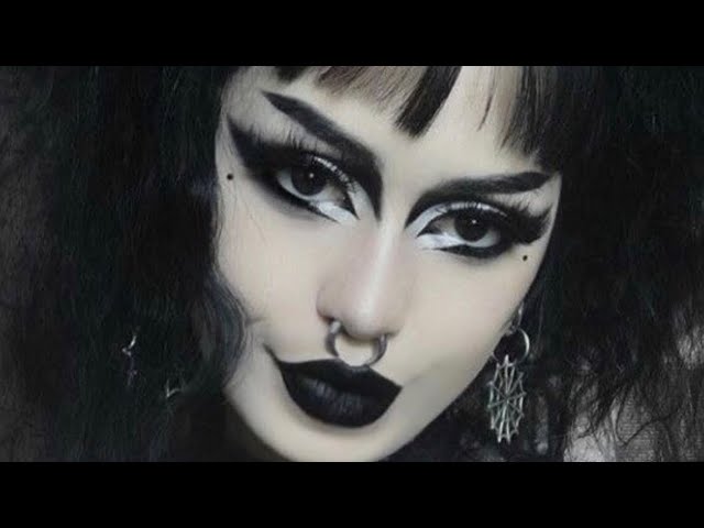 my 1st real time tryin my twist on traditional goth makeup ^_^ any