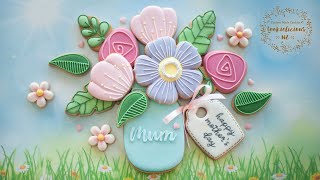 How to create MOTHER&#39;S DAY Flower Bouquet Cookies ~ Edible Gift for Mum