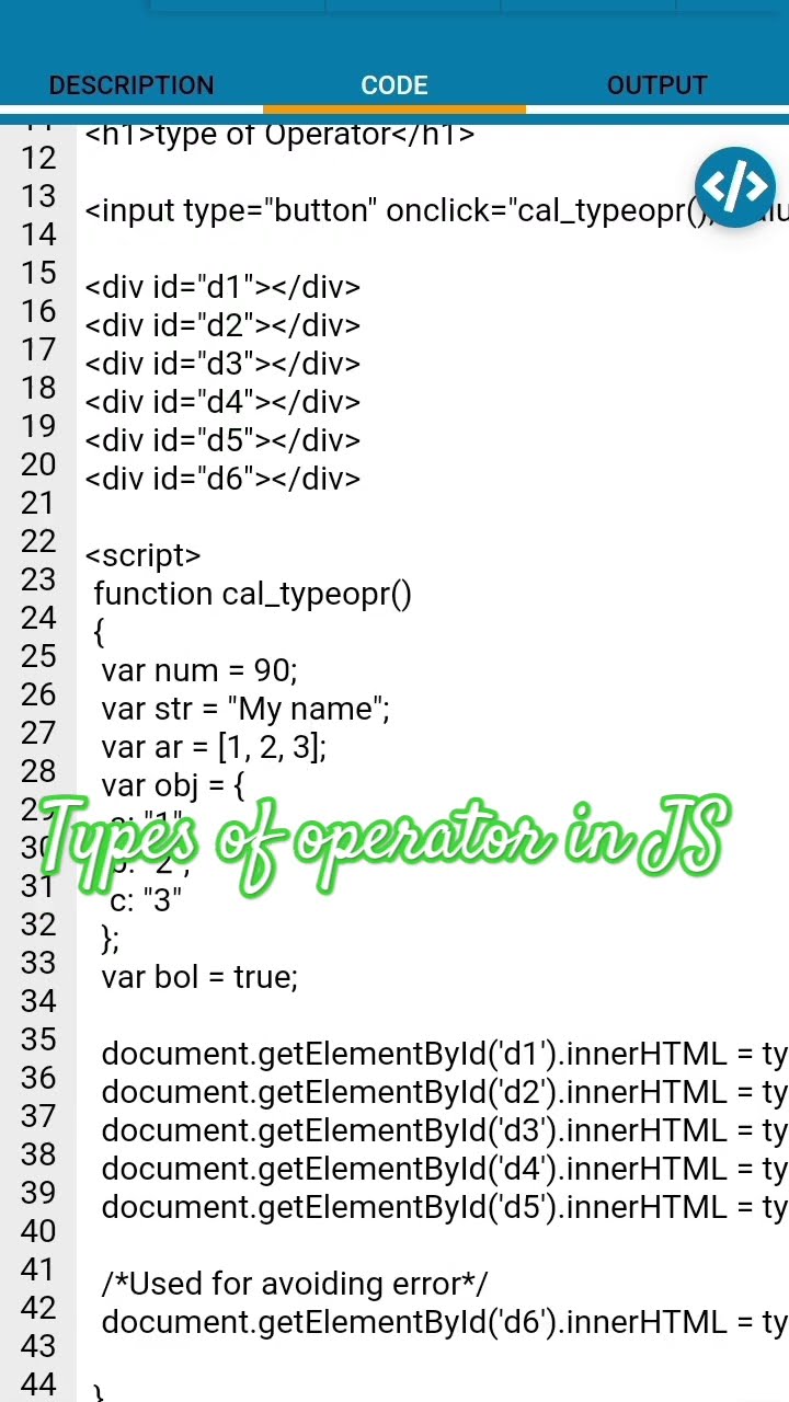 Types of operators in JS @ctutorialbynaziasohail - YouTube