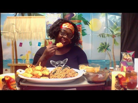 Let's Eat LB's Fried Spicy Shin Ramyun Noodles & Fried Shrimp