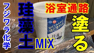 【漆喰】フジワラ化学珪藻土MIXを浴室通路に塗る【湿気対策】