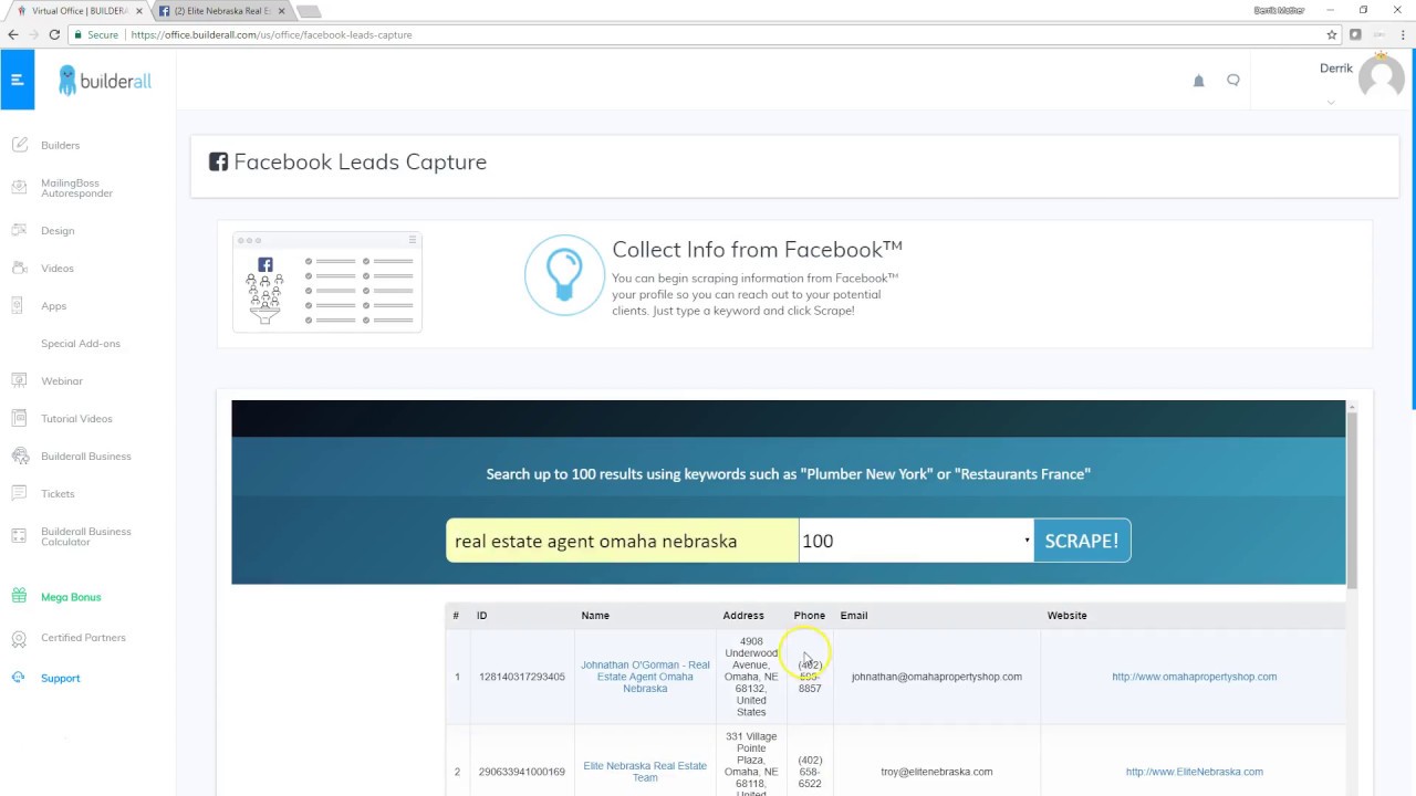 Builderall Facebook Leads Capture Tool in Action!