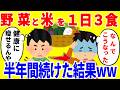 米と野菜だけを1日3食食べ続ける生活を半年間続けた結果がやばいww