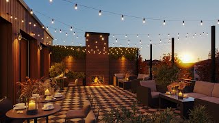 Autumn Rooftop Ambience with Sunset to Relax - Relaxing Jazz Music and Crackling Fireplace by Coffee Shop Music 4,723 views 1 year ago 3 hours, 14 minutes