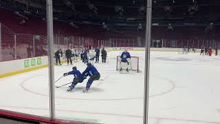 Garland in Canucks 'battle' drill.