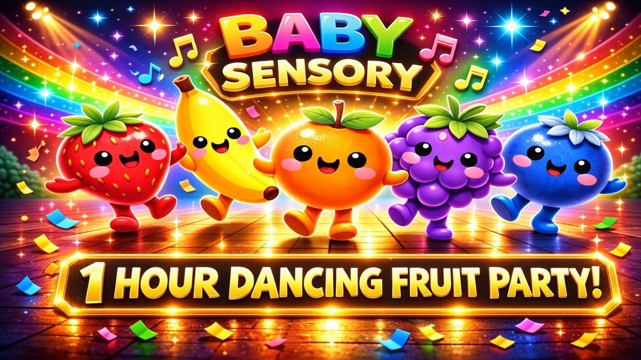 1 Hour Dancing Fruit Party 🍎 Baby Sensory Music for Babies & Toddlers