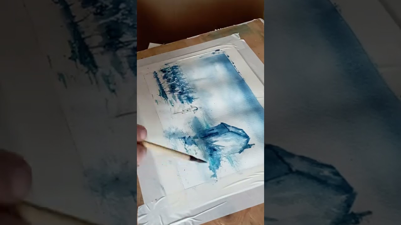 Démo aquarelle monochrome bleu indigo