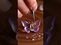Light Violet Glass Butterfly Cracks Softly Under Fine-Tipped Brush ASMR