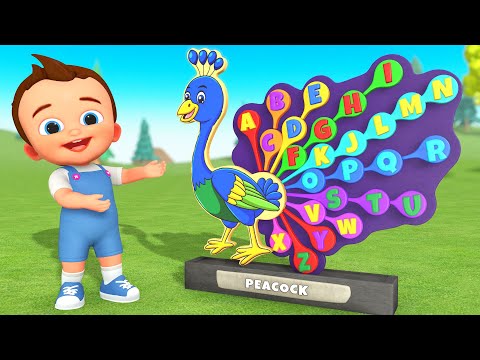 Learning ABC Alphabets Song with Peacock Puzzle Wooden ToySet | Kids Toddler Educational Videos 2024