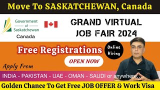 Mega Event 🇨🇦 Saskatchewan JOBS Virtual Fair 2024 | Free Job Offer/Work Visa | Saskatchewan JOB FAIR