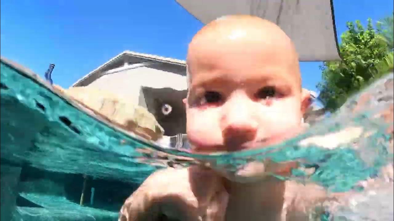 1 year old swim float swimming! YouTube