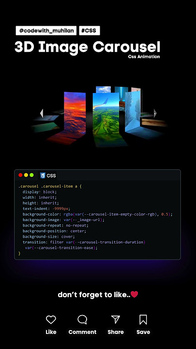 3D Image Carousel #codewith_muhilan #css #coding #gsap
