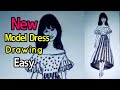 Girl drawing  how to draw a fashion girl  dress design model  barbie