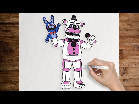 Cómo DIBUJAR y PINTAR a 🐰FUNTIME BONNIE🐇 de FIVE NIGHTS AT FREDDYS/How to  DRAW FUNTIME BONNIE 