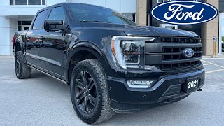 2021 Ford F-150 Lariat 502A 3.5L EcoBoost in Agate Black Metallic w/ Twin Panel Moonroof Walk-Around