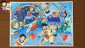 Vẽ tranh ước mơ của em: Phi hành gia | Mừng sinh nhật trên trạm Vũ trụ - Mỹ thuật 8 ktlovedrawing