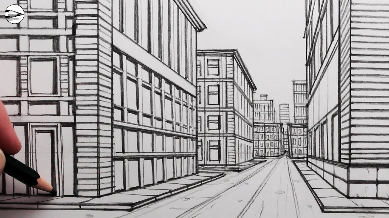 One Point Prespective Drawing City By Greasygypsy