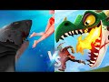 ALL ENEMY SHARK UNLOCKED VS ALL DRAGON UNLOCKED - Hungry Shark Evolution VS Hungry Dragon