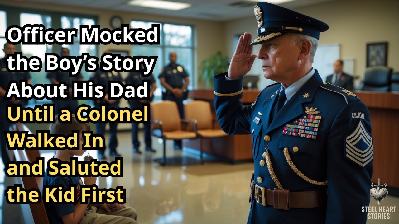 Officer Mocked the Boy’s Story About His Dad — Until a Colonel Walked In and Saluted the Kid First..