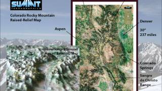 3D raised-Relief Map -- Colorado Rocky Mountains