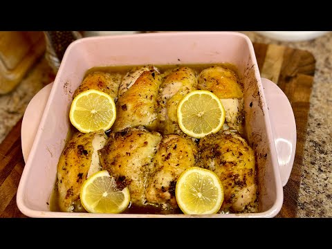 Lemon Garlic Baked Chicken Thighs- The Lazy Girls Kitchen