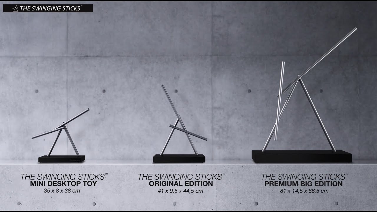 The Swinging Sticks Desktop Toy Black Kinetic Energy Perpetual Sculpture 