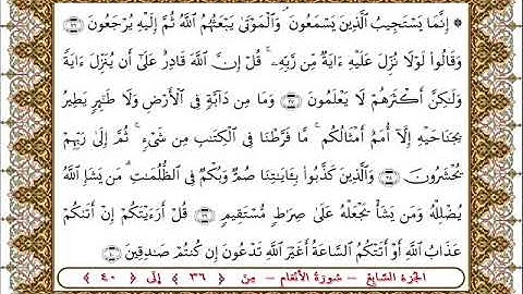 سورة  الأنعام من الأية  36 -40 بصوت الشيخ على جابر