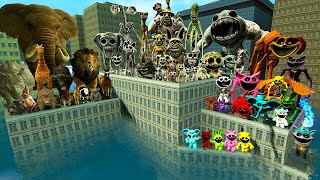 UNDERWATER CITY ALL ZOONOMALY VS REAL ANIMALS SMILING CRITTERS POPPY PLAYTIME SPARTAN KICKING Gmod