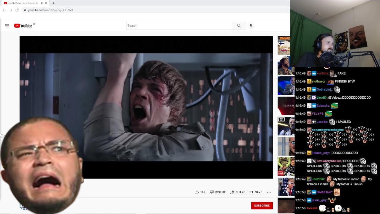 Forsen reacts to Darth Vader has a Finnish Accent