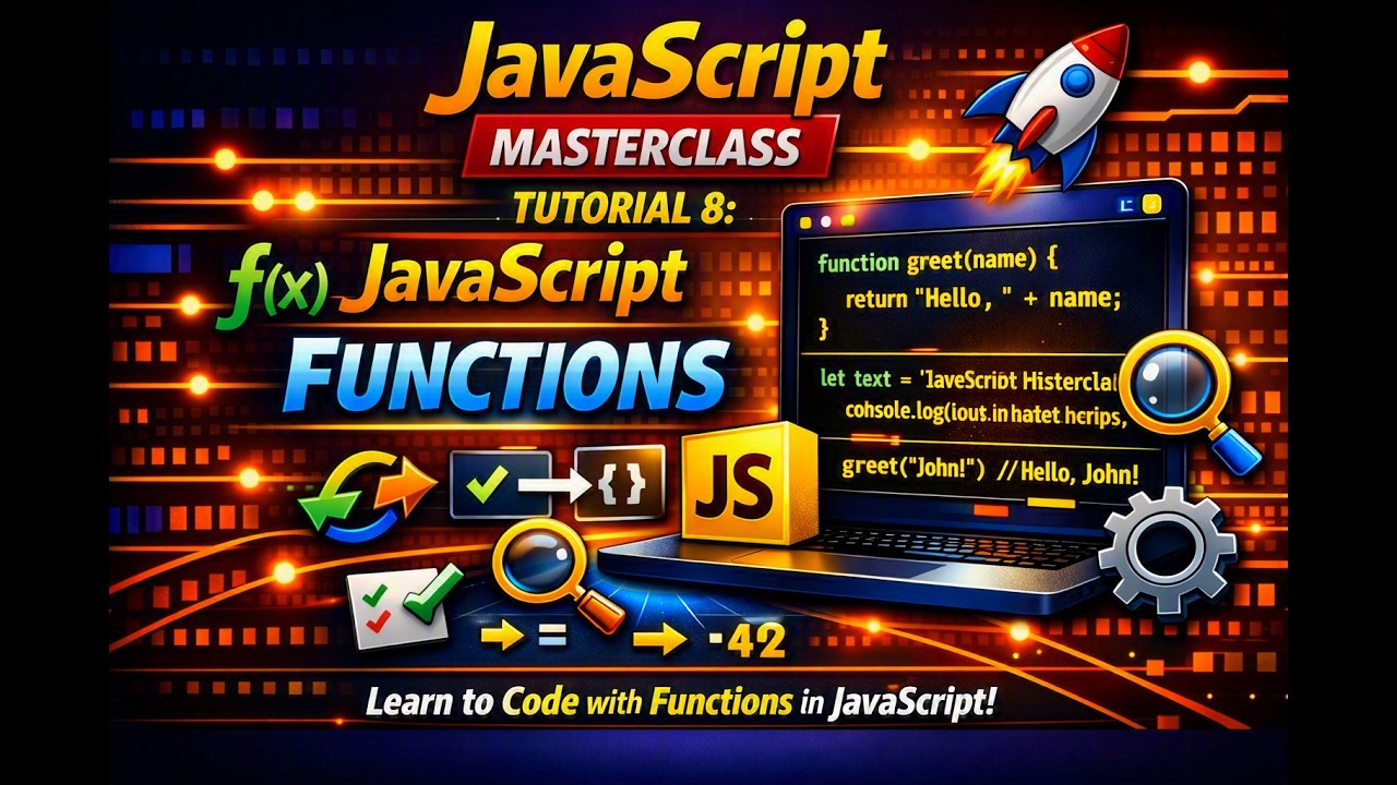 JavaScript Masterclass – Tutorial 8 : JavaScript Functions - YouTube