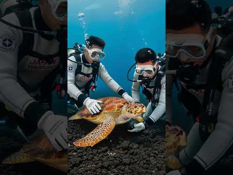 Diver helps Turtle