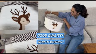 Deer Storage Basket for Nursery – Large 15”x11” Cotton Rope Bin with Soft Felt Animal Patch – Toy Or