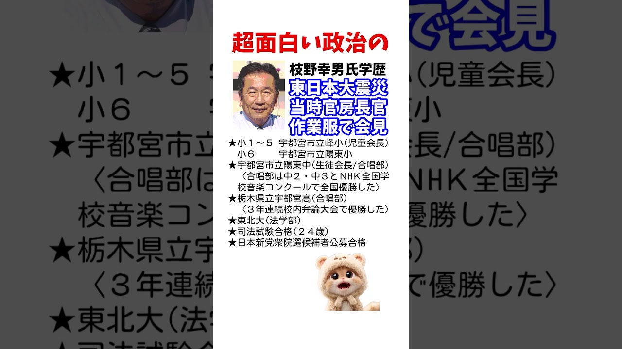 枝野幸男氏　学歴　#政治系