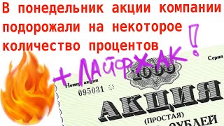 В понедельник акции компании подорожали на некоторое количество процентов, а во вторник подешевели