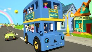 blue wheels on the bus kindergarten nursery rhyme color song cartoon for kids little treehouse