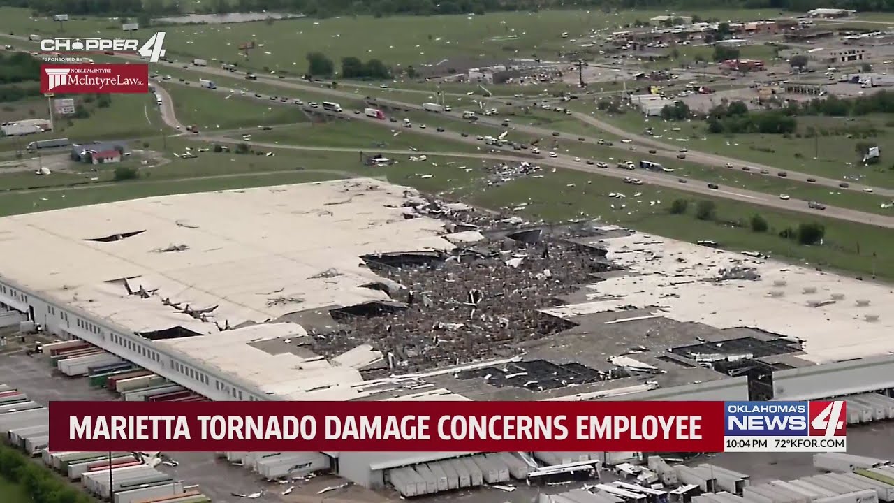 Marietta tornado damage concerns employee - YouTube