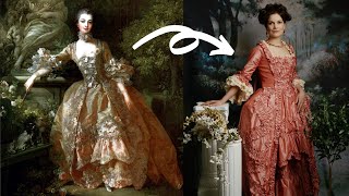 I made a Madame de Pompadour gown || Hand sewing My First Francaise Eighteenth Century Dress