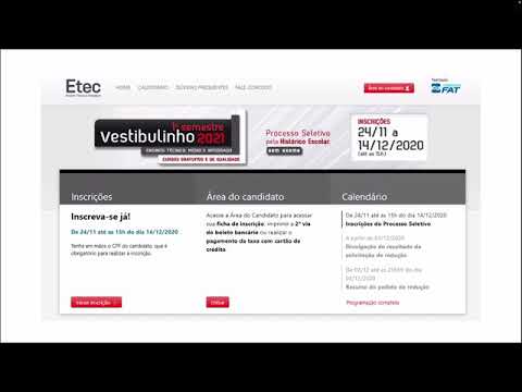 Como fazer sua inscrição no Vestibulinho 1º Semestre da Etec