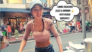 Thailand's Popular and Beautiful Puy Roti Lady Selling Banana Roti In Bangkok 😍🔥 | Thai Street Food