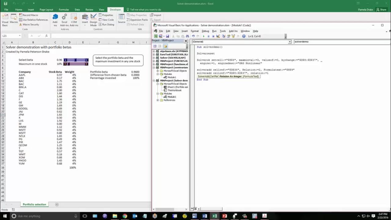 Using Solver in an Excel macro Part 2 of 3 - YouTube