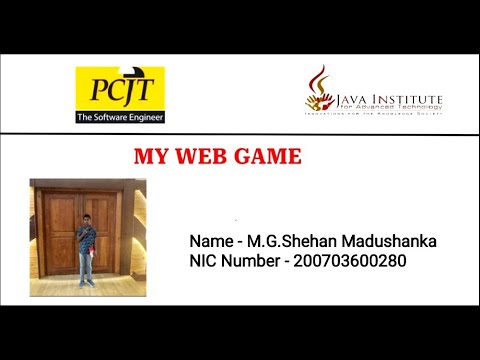 JavaScript 2D Game Development l Java Institute l M.G.Shehan Madushanka