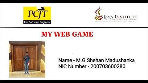 JavaScript 2D Game Development l Java Institute l M.G.Shehan Madushanka
