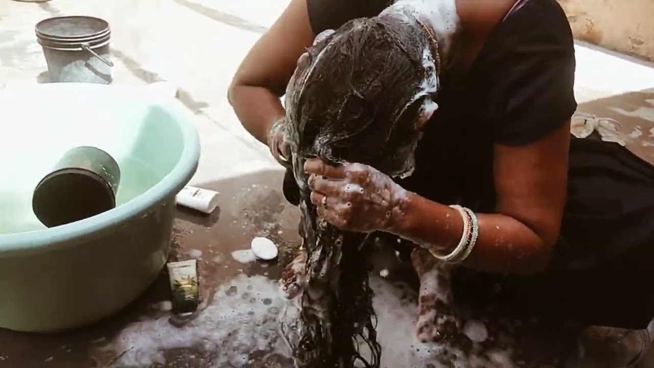 Long Hair Washing Vlog Village Aunty | Hair Wash tips for Women Latest Video 2023