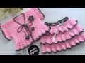 Tığ işi Fırfırlı 3 Katlı Bebek Eteği Nasıl Yapılır/Farbalalı Bebek Etek/Baby Dress/Baby Skirt