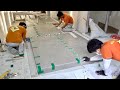 Satisfactory Large Tile Floor Construction Process. Korean Tiling Technicians