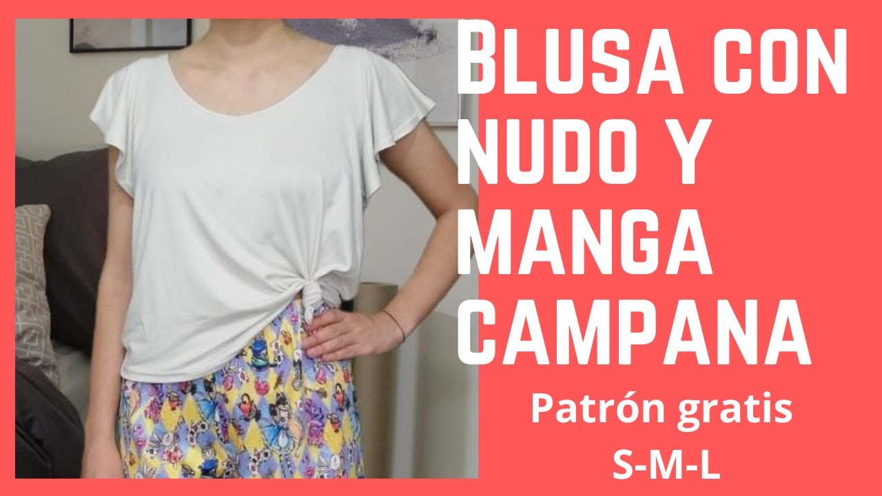 Blusa nudo y manga campana - Patrón, corte y confección paso a paso. - YouTube