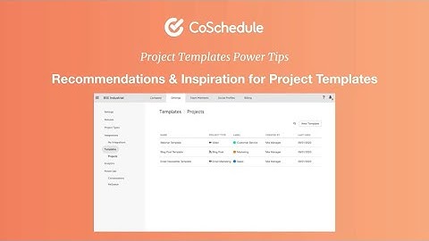 Power Tips: Project Templates