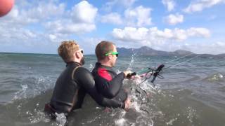 two kite students www edmkpollensa com kitesurfing lessons in mallorca in May wind in mallorca
