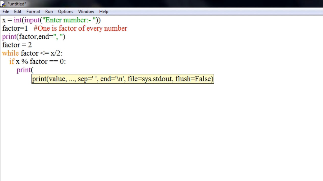Python program - Find Factors - YouTube